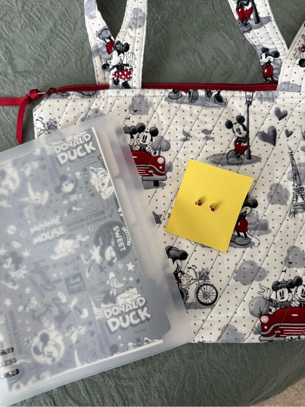 Disney Mickey Mouse Quilted Tote Bag Bundle - White/Red